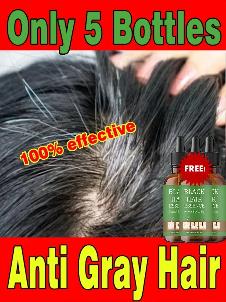 Serum essence Rambut Anti abu-abu, perawatan memulihkan warna rambut alami dan memulihkan rambut putih sehat ke rambut hitam