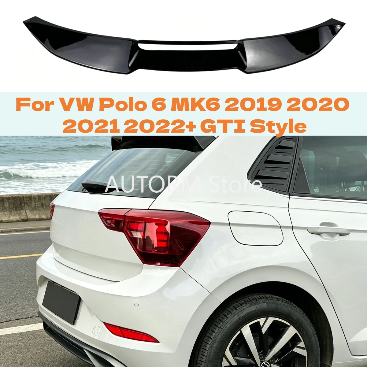 

For VW Polo 6 MK6 2019 2020 2021 2022+ GTI Style Tail Wing Spoiler Car Rear Roof Window Trunk Wings Lip Splitter Bodykits Tuning