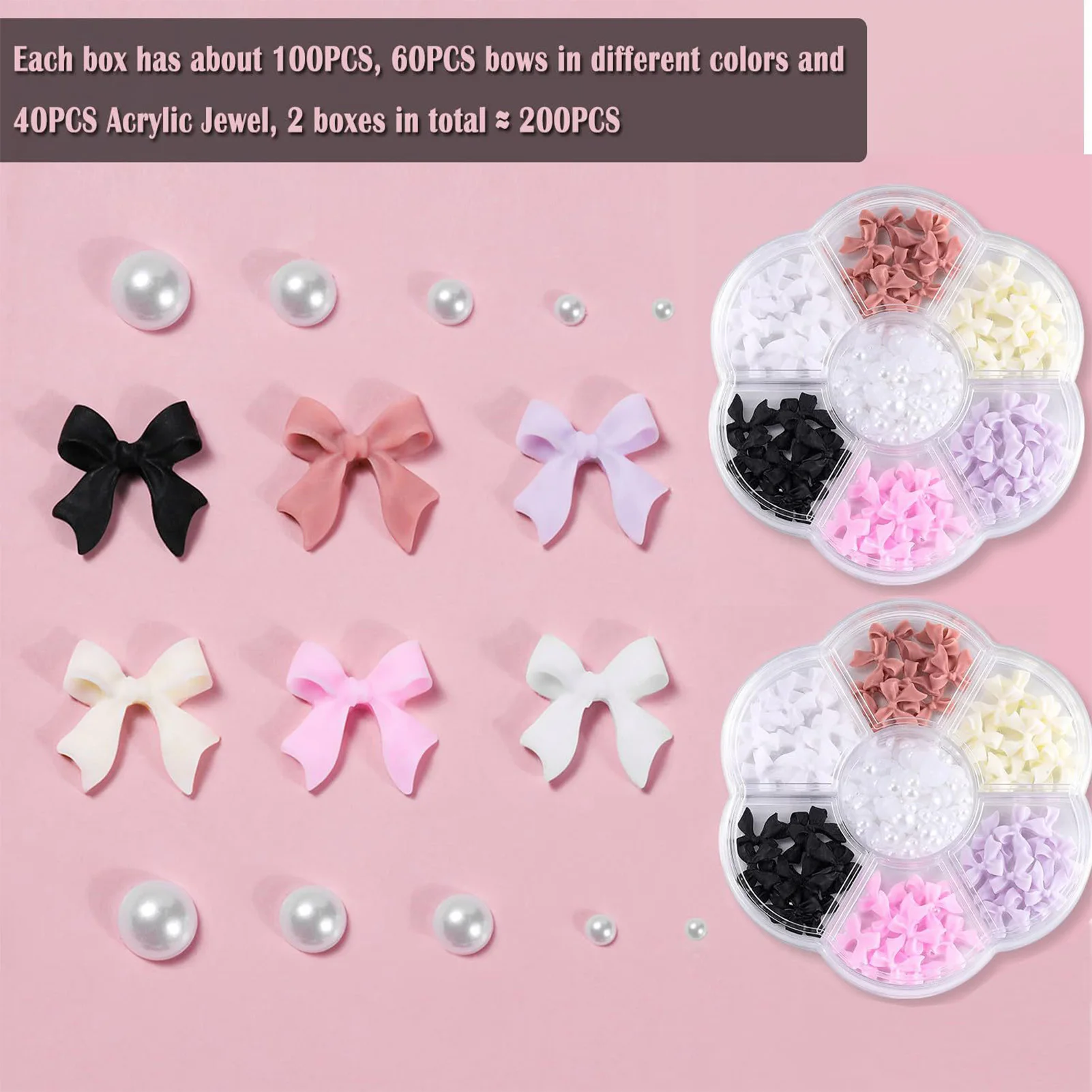 Nail Bowknot Decoration Kits Multi Color Bowknot Nail Art Charm Decoration for Professional Nail Salon