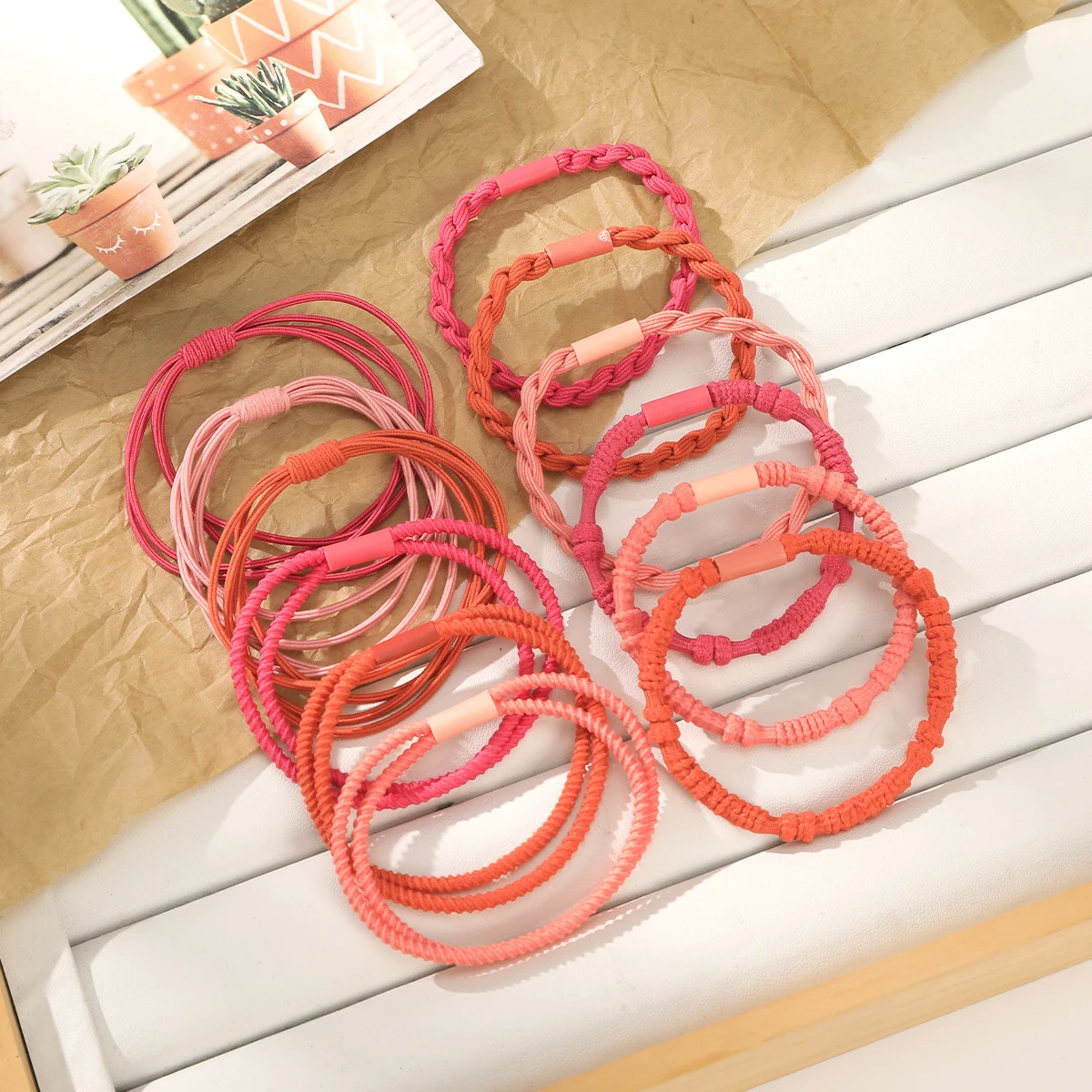 12Pcs Korean Strong Women Hair Scrunchies Girls Elastic Hair Rubber Bands Ponytail Hair Holders Nylon Hair Ties Hair Accessories