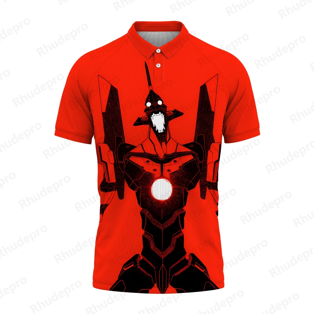 Polo de manga corta para hombre, Camiseta con estampado de neón, Genesis Evangelion 2024, 5XL, Cosplay, Anime, de alta calidad, a la moda, de gran tamaño, nuevo