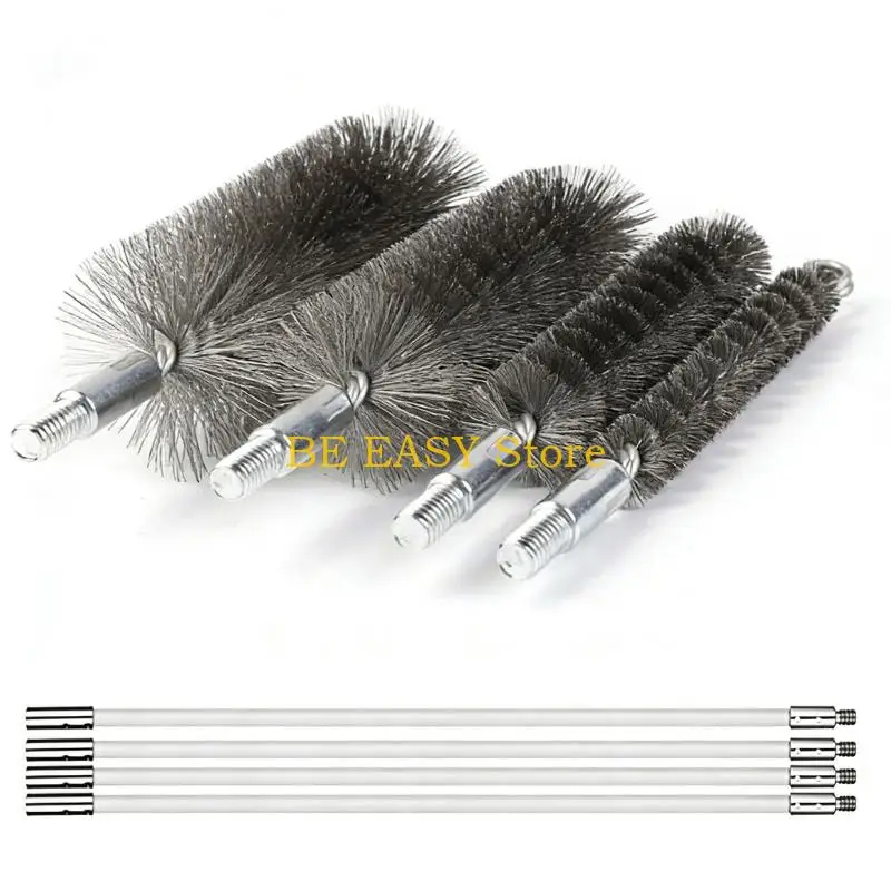 

E28F Система трубочиста Гибкая щетина Выдвижная ручка для стержня для ухода за вентиляционными каналами каминов