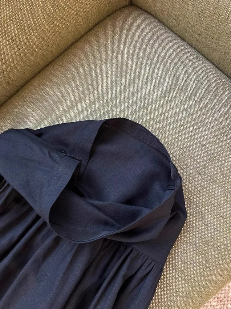 Abito a trapezio da donna coreano slimfit Gonne patchwork a pieghe a vita alta Gonna lunga alla caviglia quotidiana tinta unita primaverile