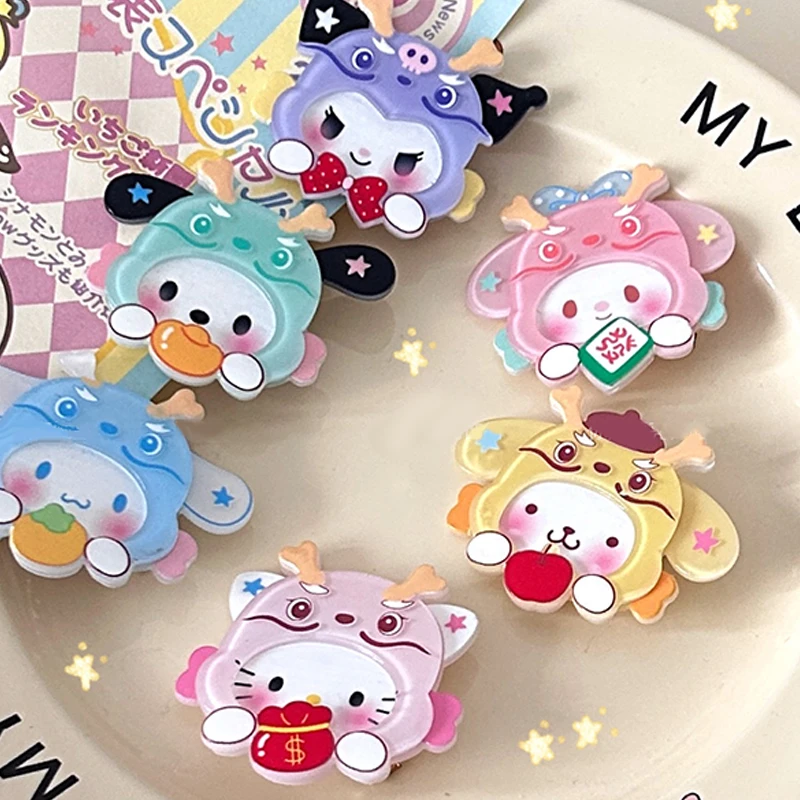 Dragon Year Kawaii Cinnamoroll Kuromi My Melody Kitty Sanrio Cartoon Duckbill Clip Simple Hair Accessories Girl Heart Hairpin