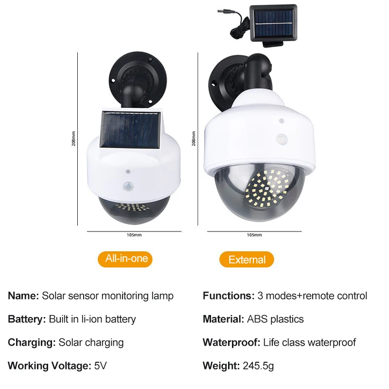 Solar Simulation Camera Motion Sensor Virtual Camera Outdoor Night Light Lighting Fake Camera Street Garden Lamp Wall Lamp