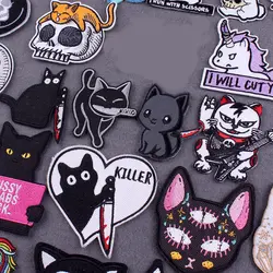 Killer Cat Patches On Clothes Funny Animal Clothing Thermoadhesive Patches For Clothing Stickers Hippie Patch Badges On Backpack