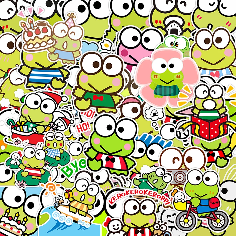 10/30/50PCS Kawaii Sanrio Kero Kero Keroppi Sticker Cute Cartoon Graffiti Decoration Laptop Guitar Waterproof Decal Kids Toy