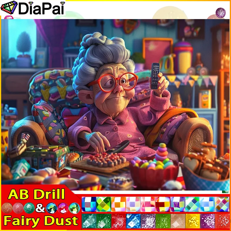 

DIAPAI Fairy Dust AB DIY 5D Diamond Painting "Grandma Candy" Full Diamond Embroidery Sale Picture Of Rhinestones For Festival