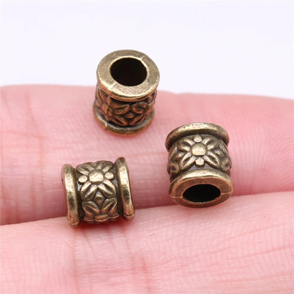 20pcs 8x7mm Antique Bronze Color Big Hole Spacer Beads For Jewelry Making A13545