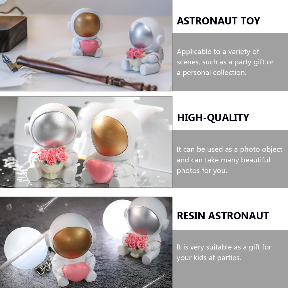 

2Pcs Miniature Spaceman Statue Resin Astronaut Sculpture for Office Home Decor Party Gift Collection Mini Spaceman Statue