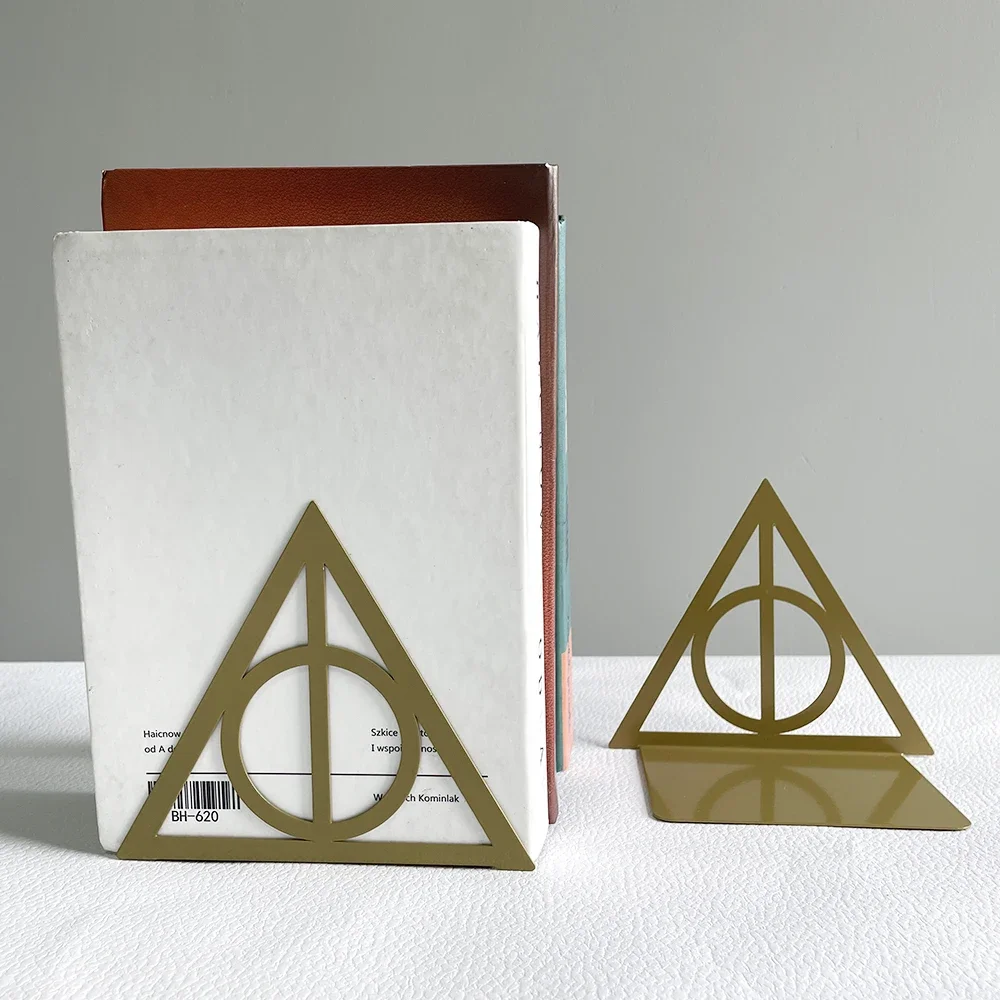 1Pair Classic Magic Triangle Hollow Bookends Movie Merchandise Desktop Table Decoration Retractable Book Support Book Holder