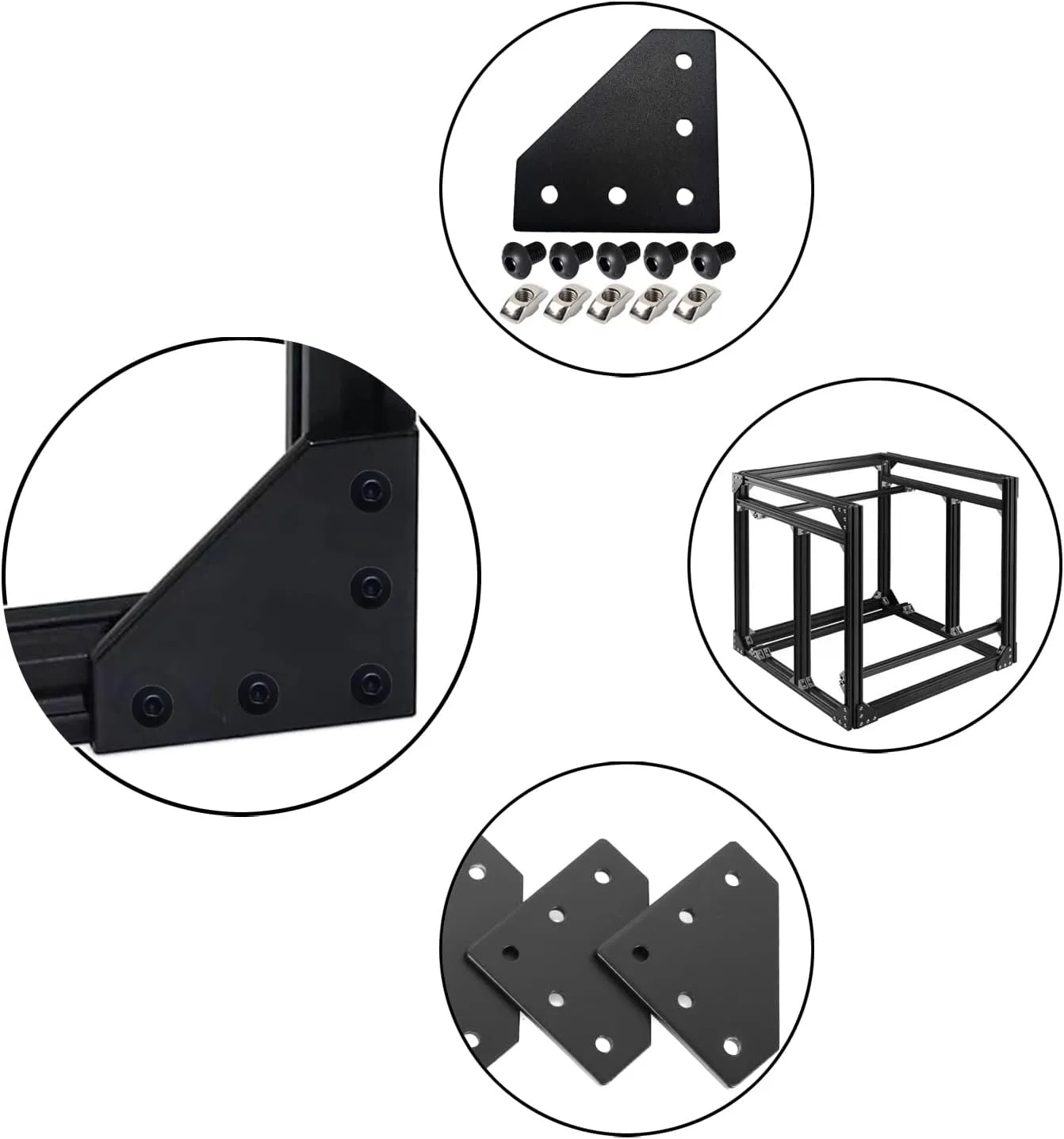 2PCS 5 Hole 90 Degree Joint Board Plate Corner Angle Bracket Connection Joint Strip for 1515 2020 3030 4040 Aluminum Profile 3D