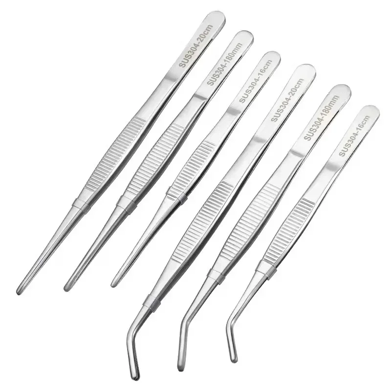 

High Quality Sandblasting Tweezers 430 Stainless Steel Anti-Iodine Long Forceps Straight Head Elbow Medical Tools