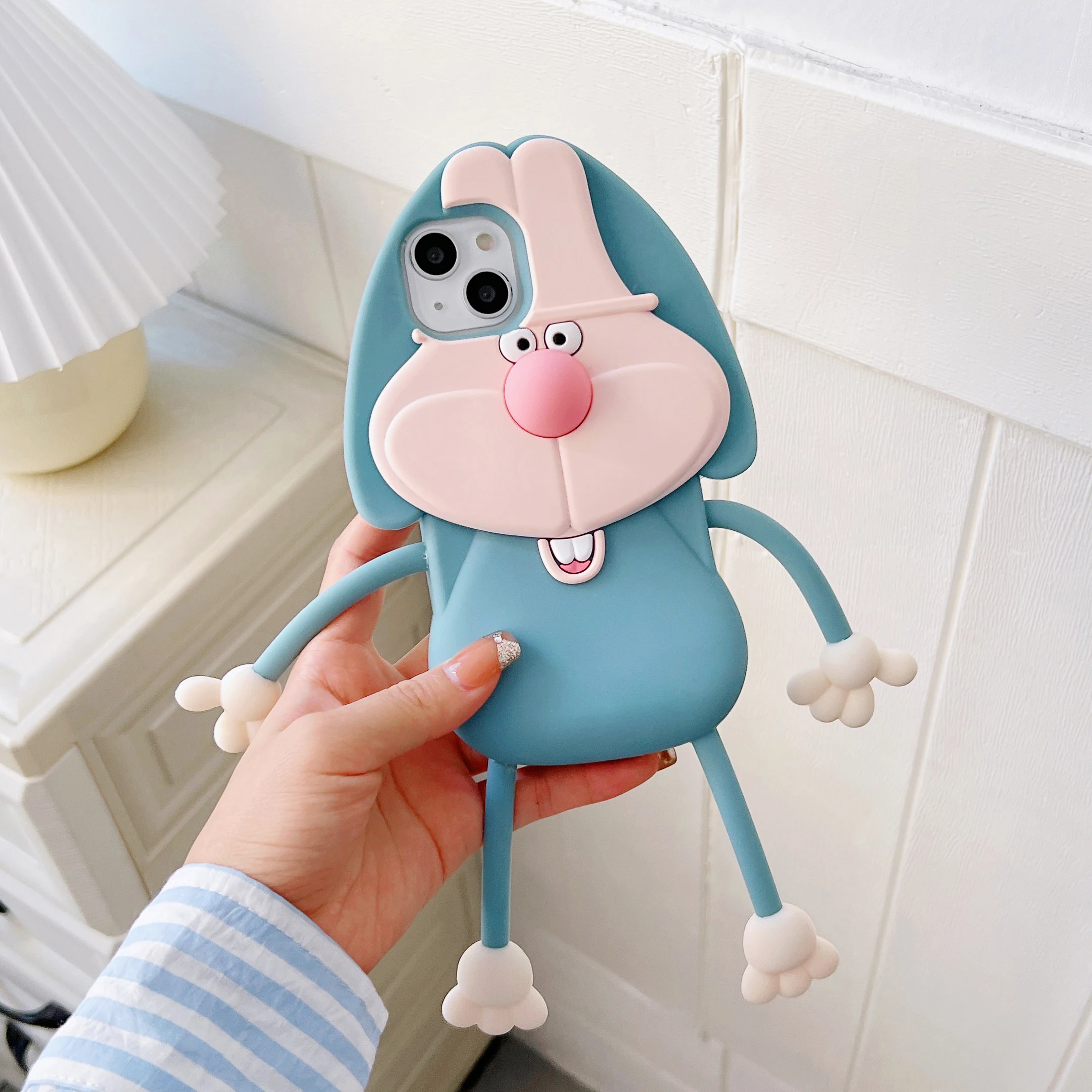 Cute buck teeth Rabbit silicone shell girl for iPhone15 11 14 13 12 Pro Max Plus phone case fun