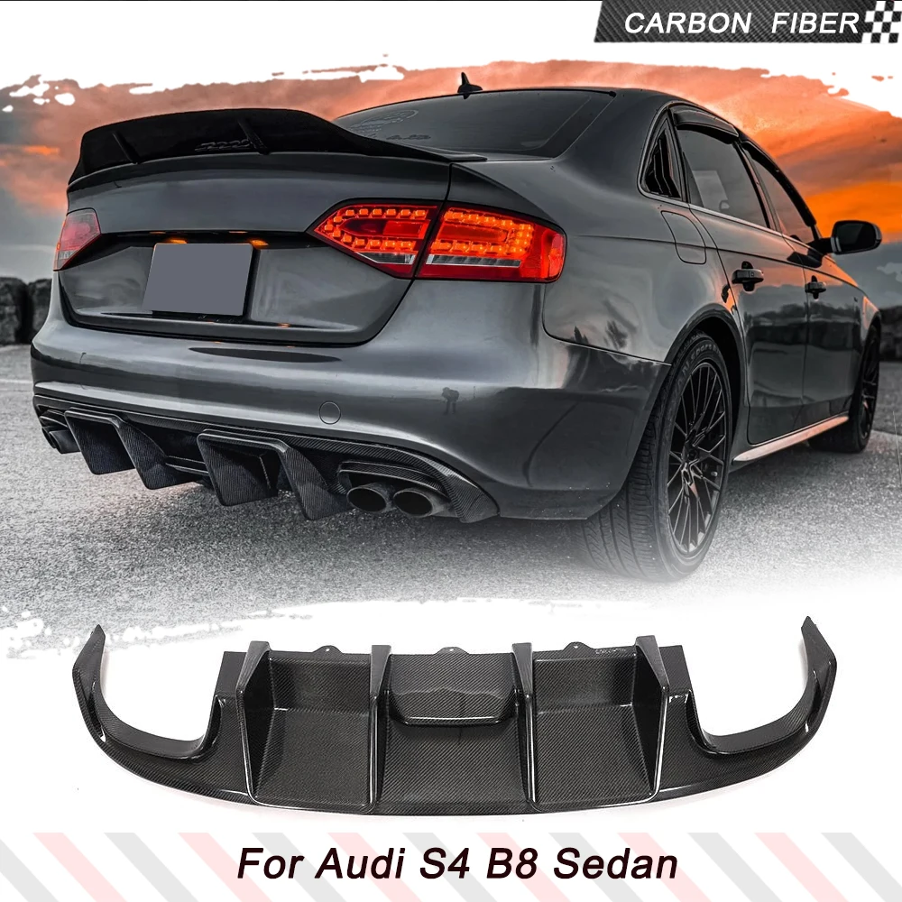 

Задний бампер из углеродного волокна, диффузор, спойлер для Audi S4 B8 Sedan 2008-2012, задний диффузор, спойлер, защитные комплекты кузова