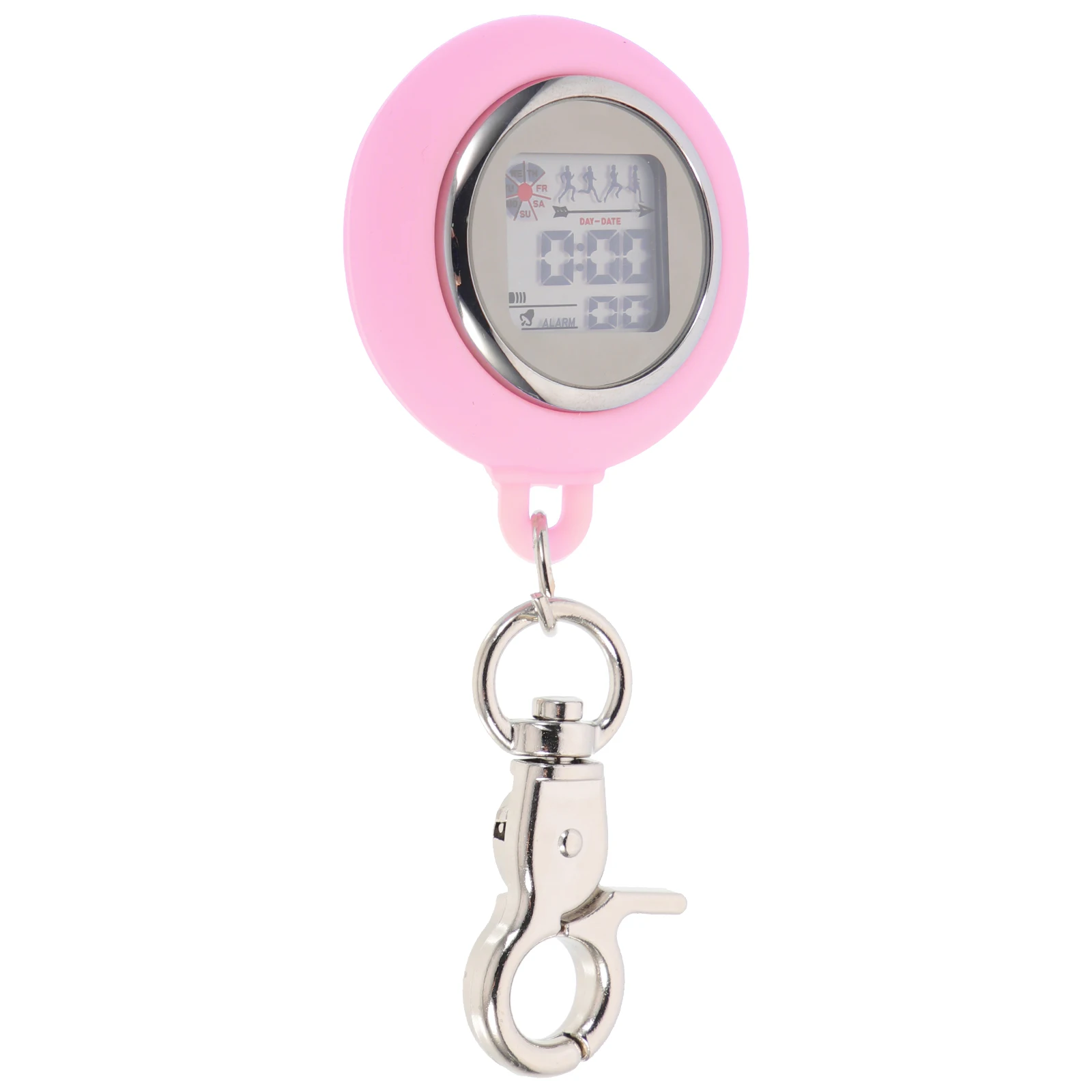 

Digital Nurse Watch Vintage Pocket Stopwatch for Students Lightweight Pink Hook Clip On Buckle Chest Pocket Watch