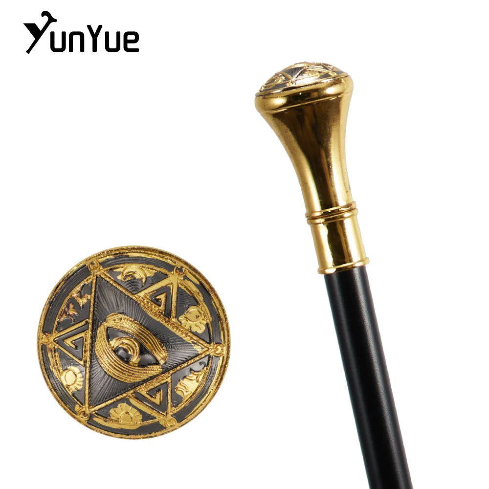 Golden Freemasonry Eyes Totem Relief Walking Cane Fashion Decorative Walking Stick Freemasons Gentleman Knob Crosier Cane 93cm