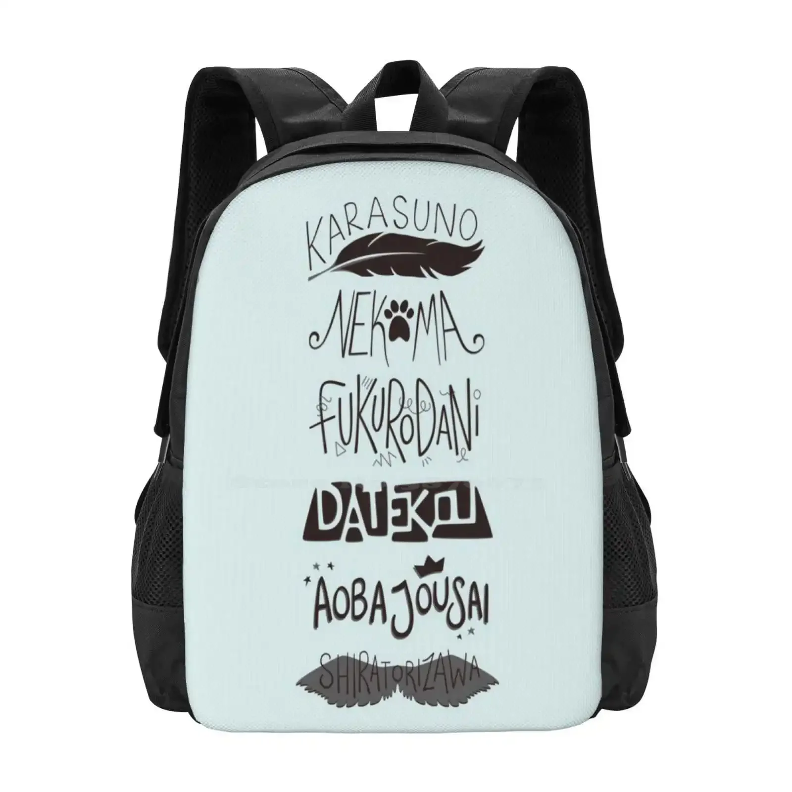 

Teams-Black Pattern Design Laptop Travel School Bags Digital Type Hand Drawn Typography Sports Anime
