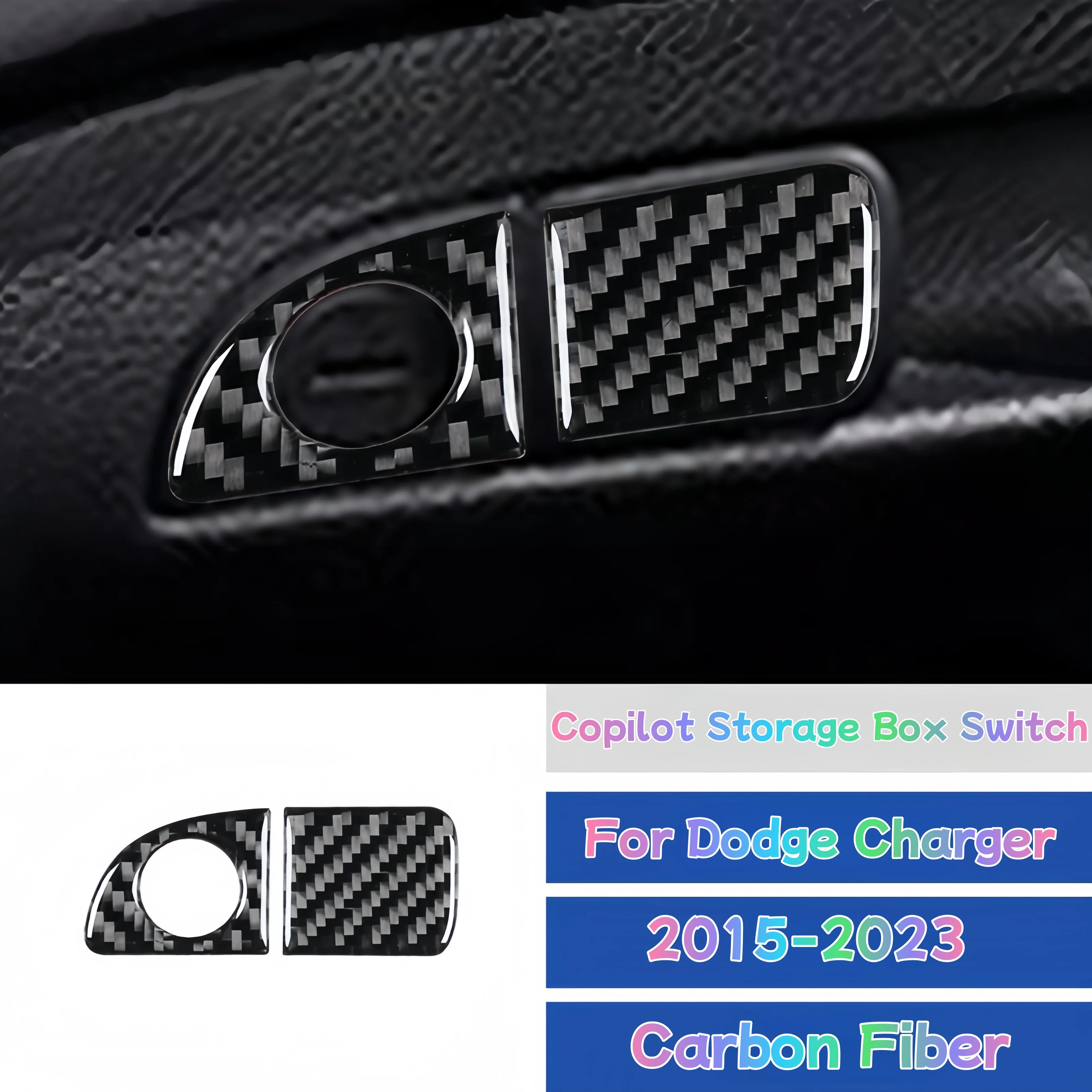 

For Dodge Charger 2015-23 Carbon Fiber Interior Car Co-pilot Storage Glove Box Handle Trim Cover Decorative Sticker Accessories