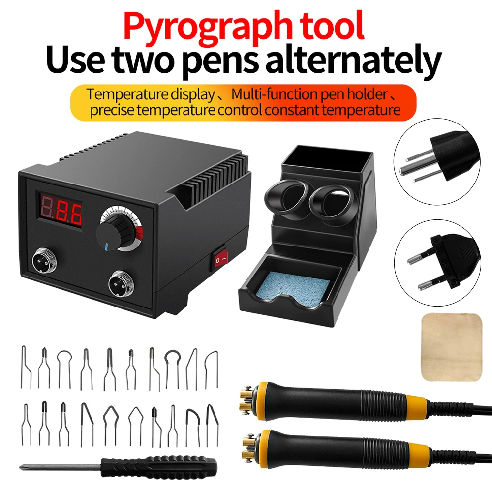 100W Woodburner Wood Burning Tool Kit Adjustable 300-700℃ Woodburning Pyrography Pen Machine Set Electric Soldering Iron