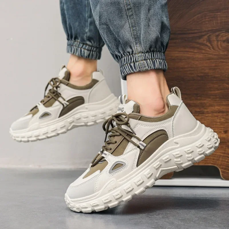 Sapatilhas de plataforma antiderrapante masculinas, sapatos masculinos vulcanizados, mix color, tênis casuais, calçados esportivos de grife