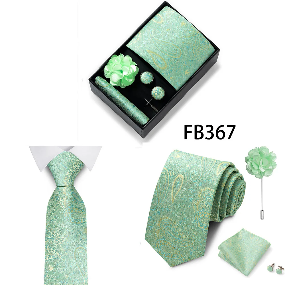 Erstklassige Weihnachtsgeschenkbox mit grauem Aufdruck, Krawatten, Einstecktuch, Manschettenknöpfe, Brosche, Set für Herren, Anzug, Accessoires, passend für die Gruppe – Detail 13