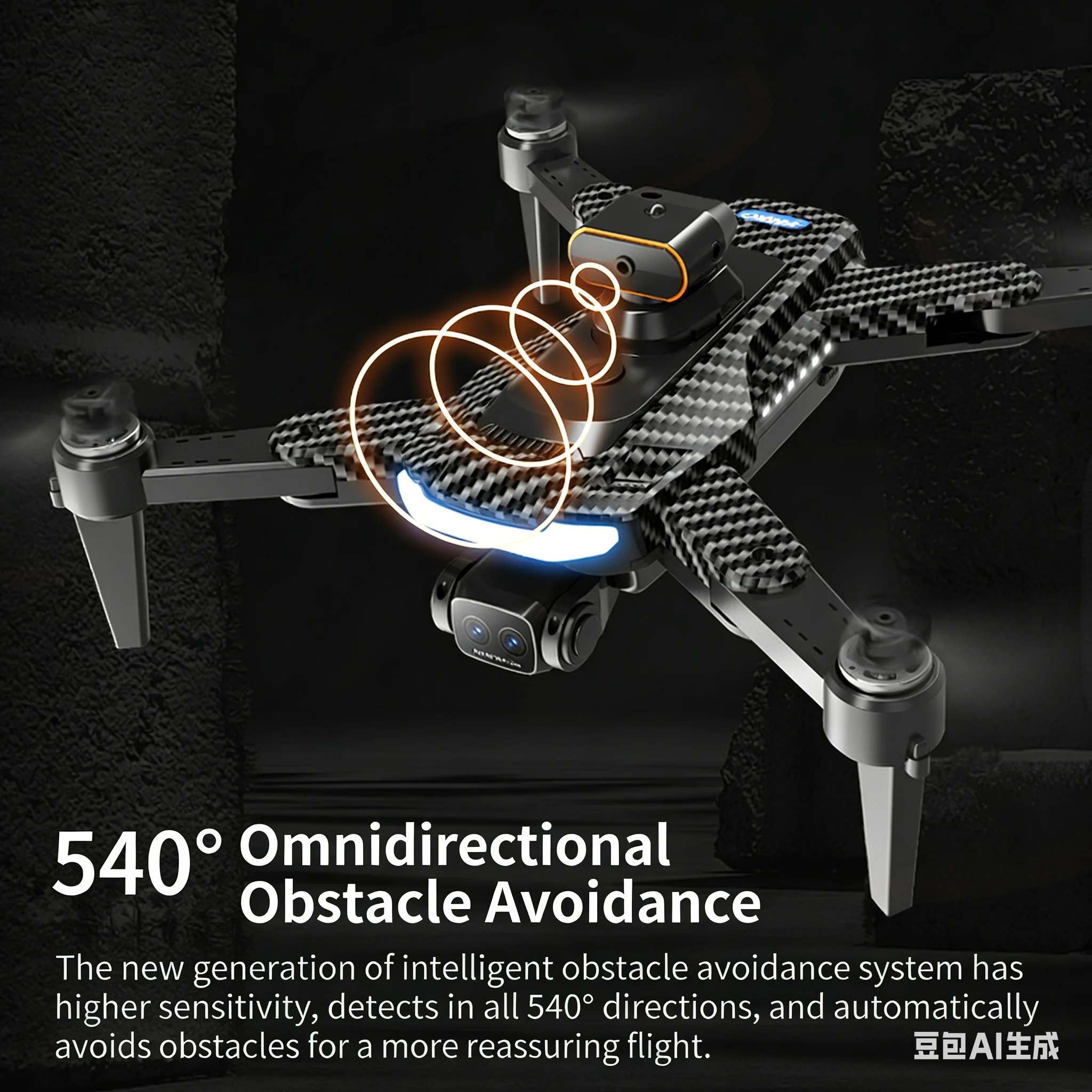 

Professional Carbon Fiber Aerial Drone: AI Obstacle Avoidance, HD Dual Cameras, Long Battery Life & 4.5-inch Large Screen