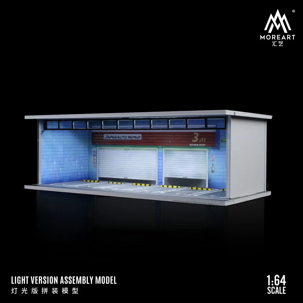 MoreArt 1/64 Roll-door parking lot LED lighting version assembly model scene set/shipping in january 2025