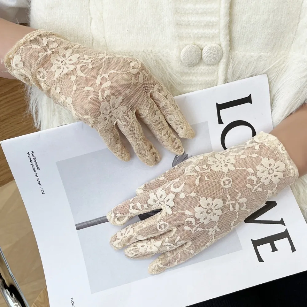 Anti-uv Lace Gloves 2024 Breathable Touch Screen Armguard Highly Elastic Loose Bridal Wedding Gloves Summer