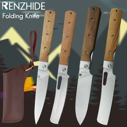 RZD cuchillo de bolsillo plegable de acero inoxidable, herramienta de Chef, 440A, Ultra afilado, estilo japonés, para acampar, cazar, supervivencia, al aire libre