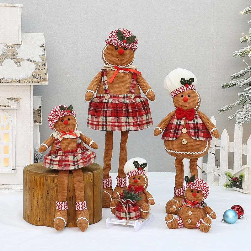 Christmas sitting position standing fabric biscuit man gingerbread man figure Christmas New Year creative decoration supplies