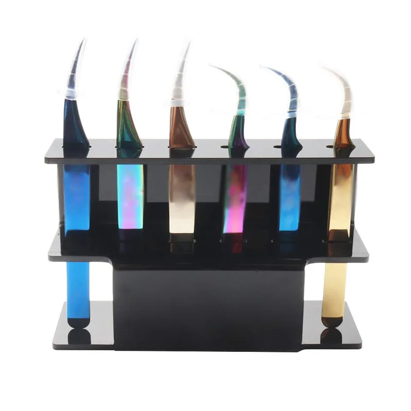 Acrylic Storage Rack, 6-hole Durable Tweezers Display Stand, Eyelash Extension Tweezers Makeup Tool