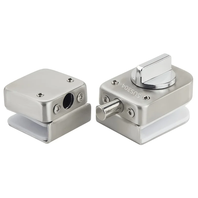 Bathroom Office Keyless Anti-Theft Glass Door Lock Single Bolt Knob Sliding Gate Floor Latch