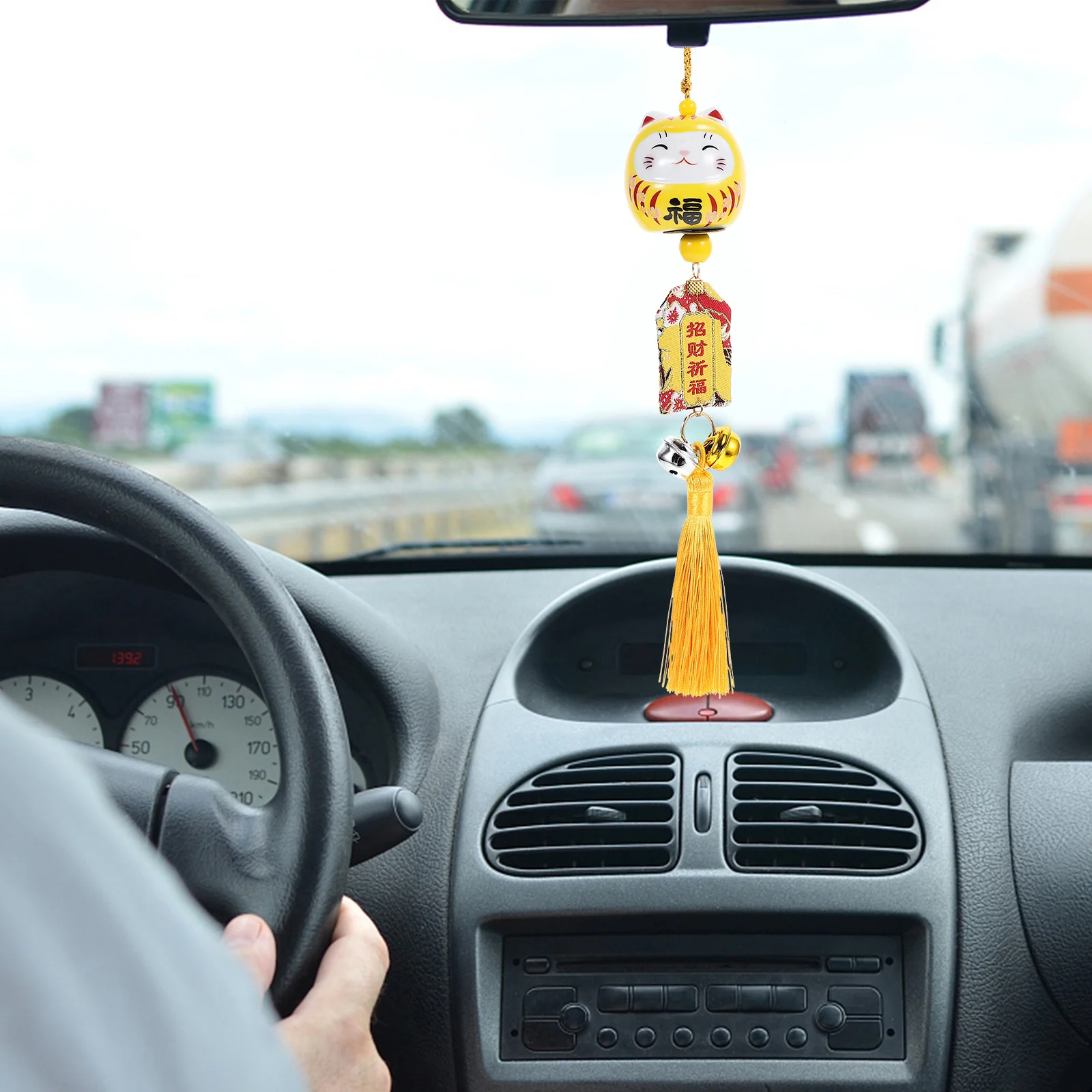 

Fortune Cat Pendant Ceramic Wind Chime Lovely Gift for Friends Family Home Car Decoration Luck Amulet Japanese Amulet