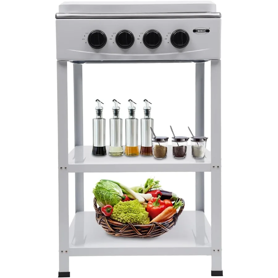 

4 Burner Gas Stove Portable Outdoor Stove with Removable Storage Stand Heavy Duty Stainless Steel Gas Cooker with Wind Blocking