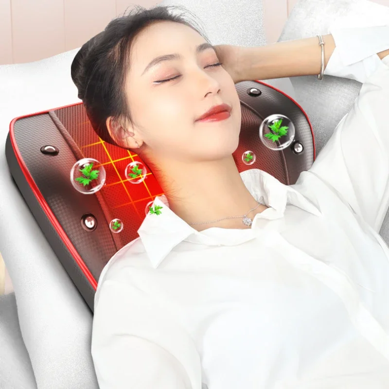 Electric Neck Massager Pillow Head Cervical Ttraction Body Massage Car Back Pillow with Heating Vibrating Massage Device Relax