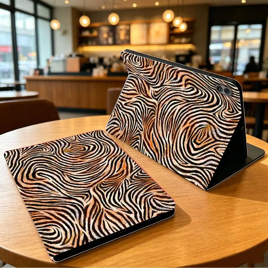 Brown Zebra Print Case for Xiaomi Redmi Pad SE K Pad 8.8 9.7 12.4 Inch Pad 5 6 7 8 Pro Pad 6s Pro 7 Ultra With Pencil Holder
