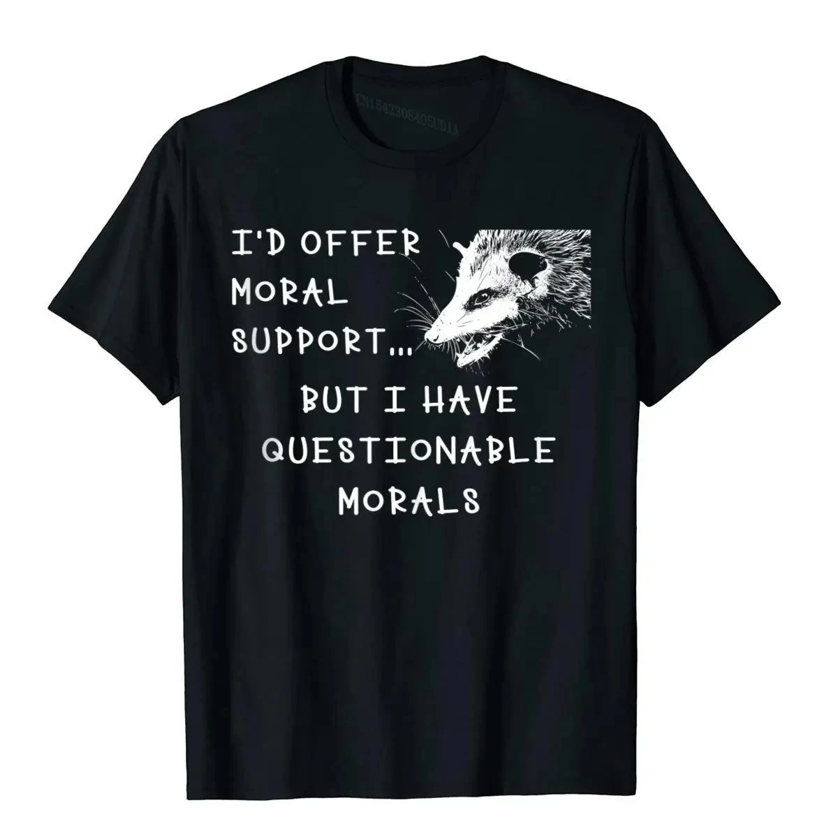 Opossum Meme Questionable Morals graphic print Tshirts round neck Tops T-Shirt For Women short sleeve round neck Casual clothing