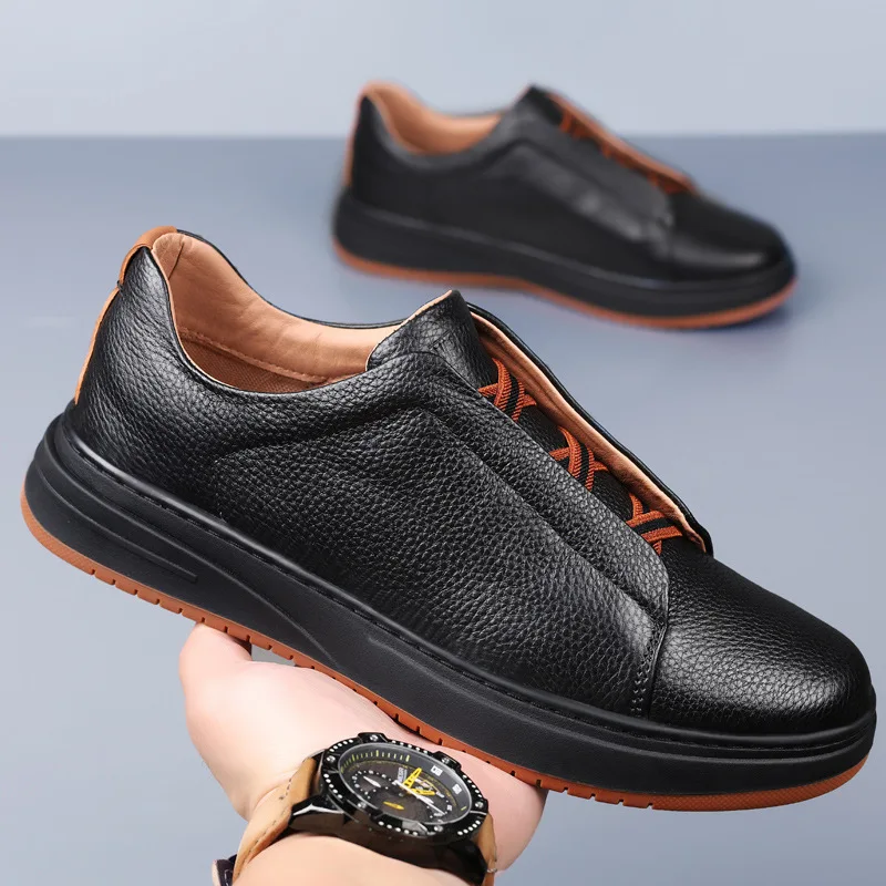 

Men's Casual Sports Shoes, Made of First-layer Cowhide, with Front Laces, Good Breathability, and Rubber Sole N-21888