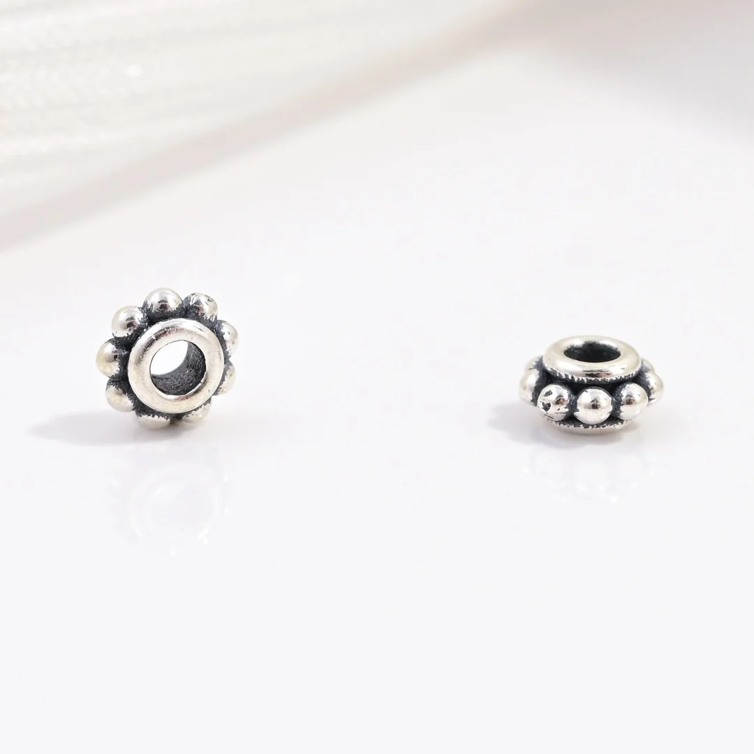 2PCS S925 Sterling Silver Retro Pattern Spacer Beads