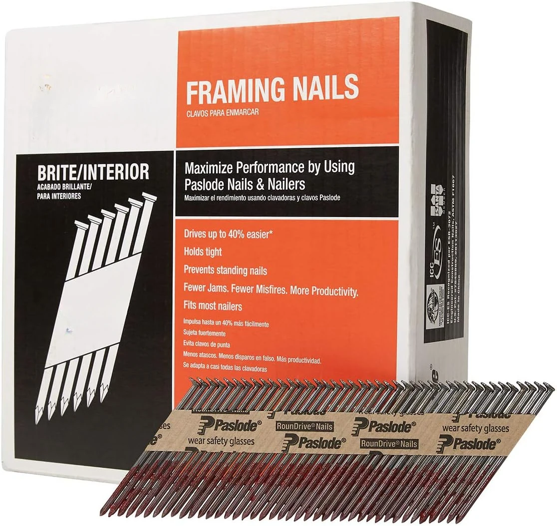 

30 Degree Framing Nails Smooth Shank 30 Degree Paper Tape Collated Framing Nails - Smooth Frame Nail for Nailers