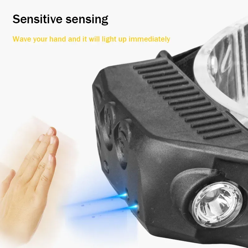 1PC Inductive XPE Headlight Rechargeable COB Headlamp Strong Headtorch Outdoor Night Riding Fishing COB Floodlight Working Light