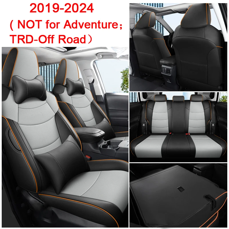 Custom Car Seat Covers Full Set 5 seats Seat Neck Pillow For Toyota RAV4 2019 2020 2021 2022 2023 2024 Car Seat Protective Cover