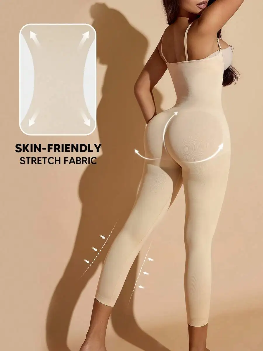 

Womens Low-Cut Solid Color Camisole High-Waist Shapewear