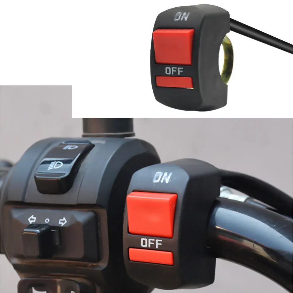 Motorcycle 22mm 7/8inch Handlebar ON OFF Switch 12V Universal Waterproof 2 Wire Control Switch for Electric Bike Scooter ATV