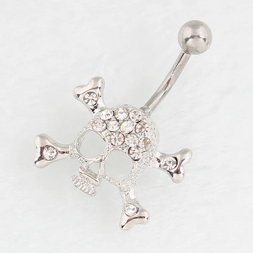 Y2K Stainless Steel Skeleton Belly Button Rings Women Fashion Belly Button Ring Body Piercing Jewelry Aesthetic Sexy Accessories