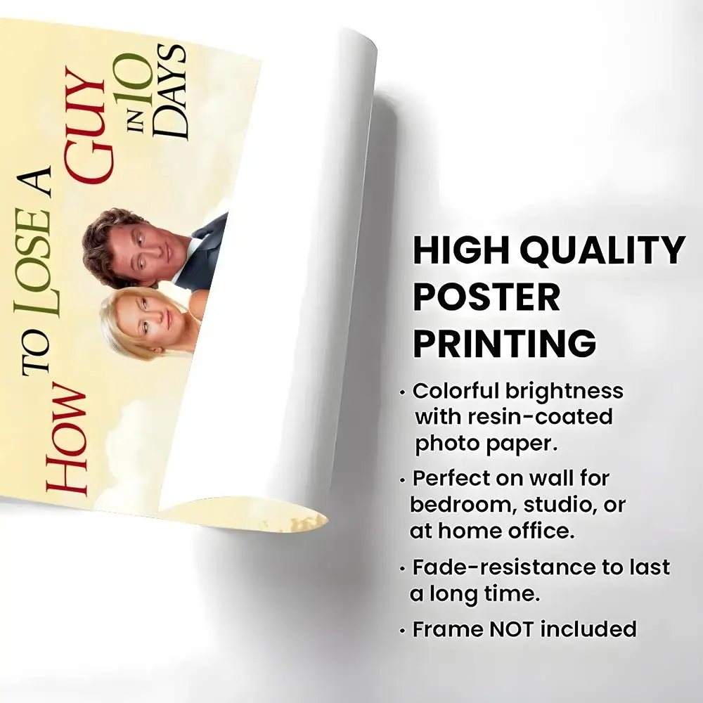 Movie H-How To Lose A Guy In 10 Days Poster Self-adhesive Art Waterproof Paper Sticker Coffee House Bar Room Wall Decor