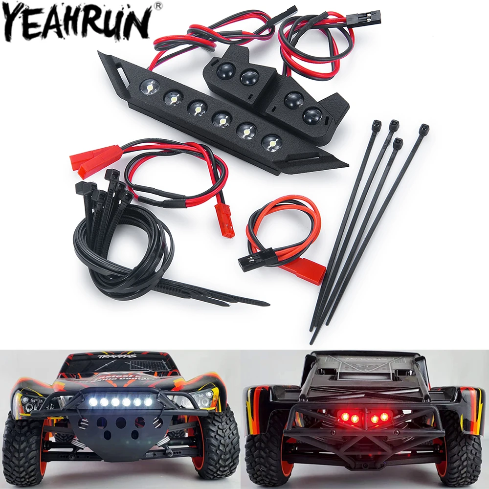 YEAHRUN Front Rear LED Lights Set Spotlight Bar Headlights Taillights DC 6-8.4v for SLASH 1/10 4x4 2wd VXL XL-5 RC Crawler Car