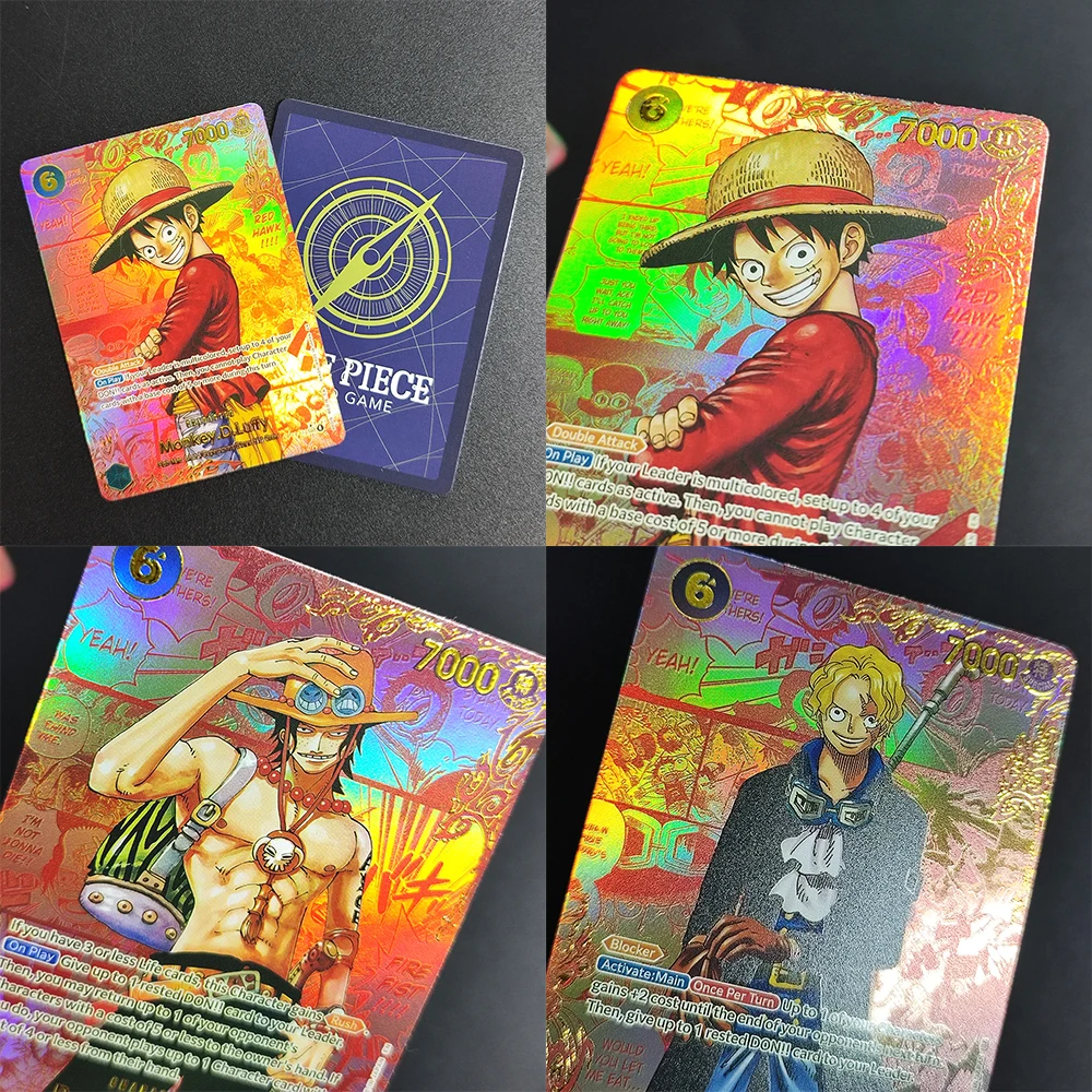 การ์ดสะสมแฟลชการ์ด วันพีซ OPCG ภาษาอังกฤษ/ญี่ปุ่น ลูฟี่ ซาโบ เอส รับมรดกของเขา OP-13 รุ่นเรดโกลด์ คอลเลคชั่น