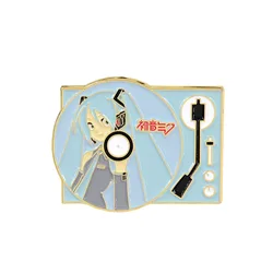 Double ponytail girl holographic projection virtual idol singer electronic music creation art design album fans metal badge pin